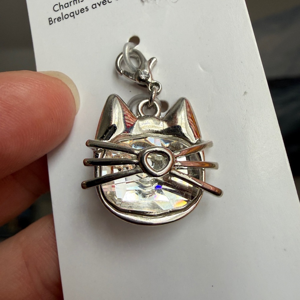 New! Swarovski crystal cat clip on charm